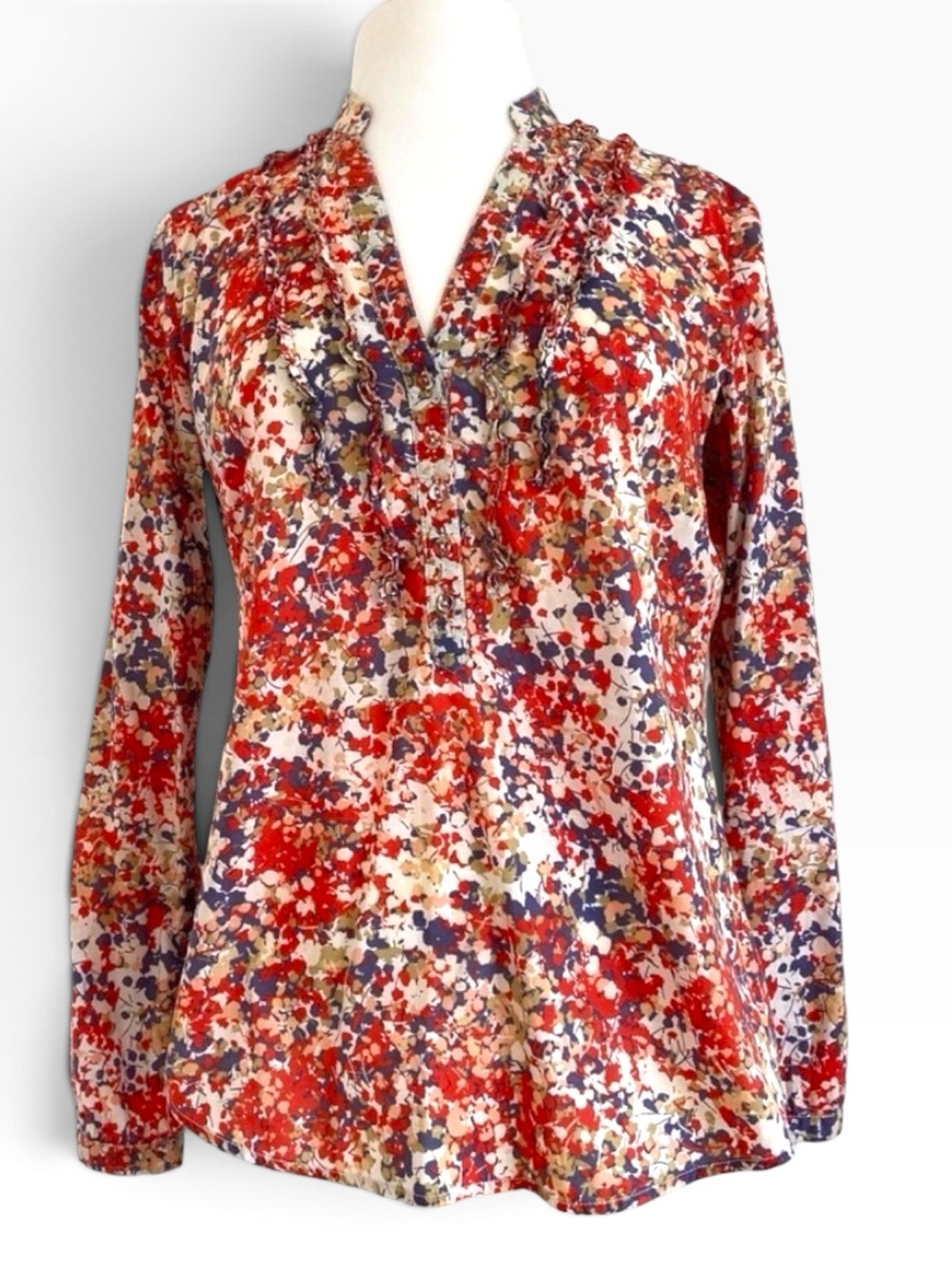 Esprit Floral Ruffle Blouse Women’s Medium Office Chic Career Wear Top flowers